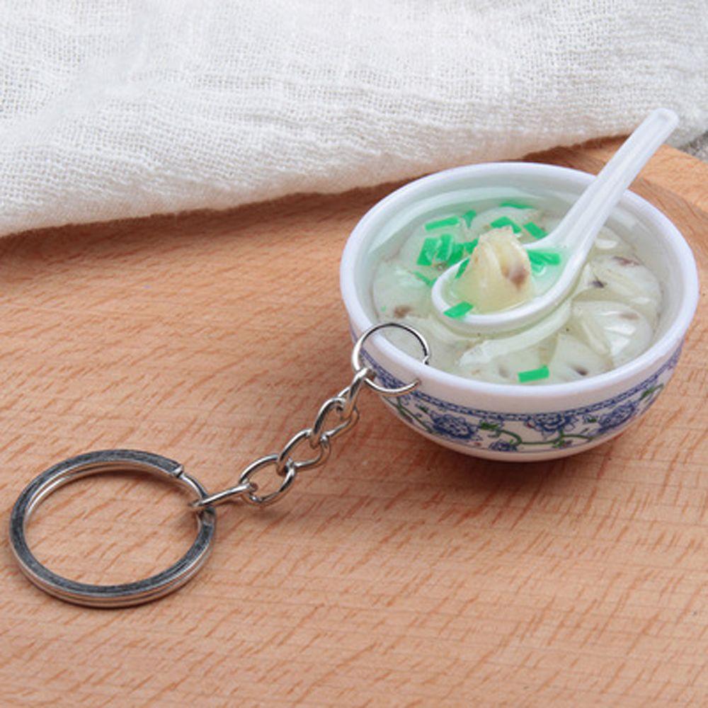 Porcelain Delicious Food Bag Pendant Noodle Keychain Simulation Food Bowl Keyrings Food Key Chains