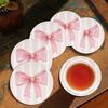 2 Or 6Pcs/Set Non-Slip Pink Bow Print Car Cup Holder Coasters Universal Fit Interior Accessories