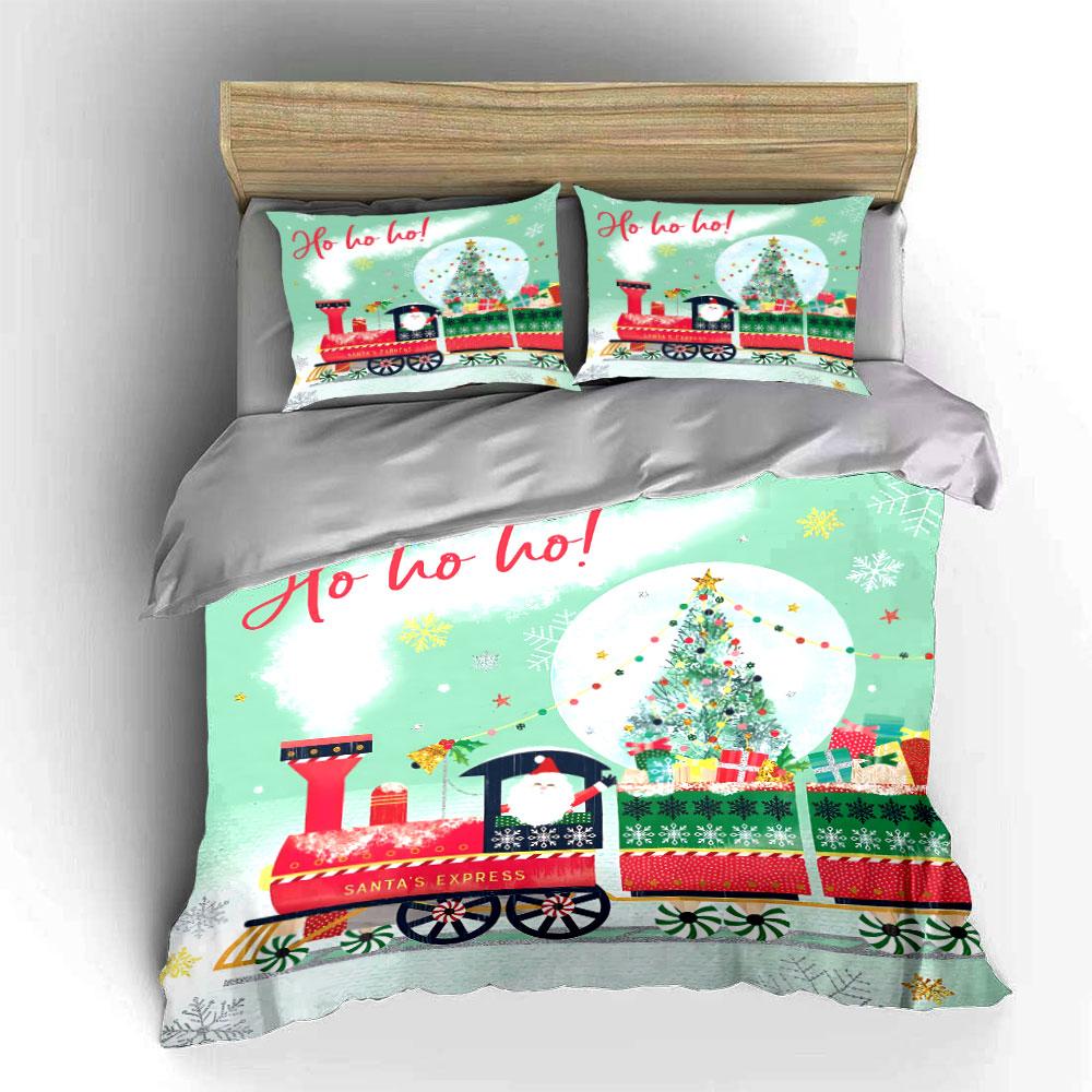 Santa's Express Christmas Train Bedding Duvet Cover Set Duvet Cover Pillowcases (1*Duvet Cover 2*Pillowcases, without duvet insert)