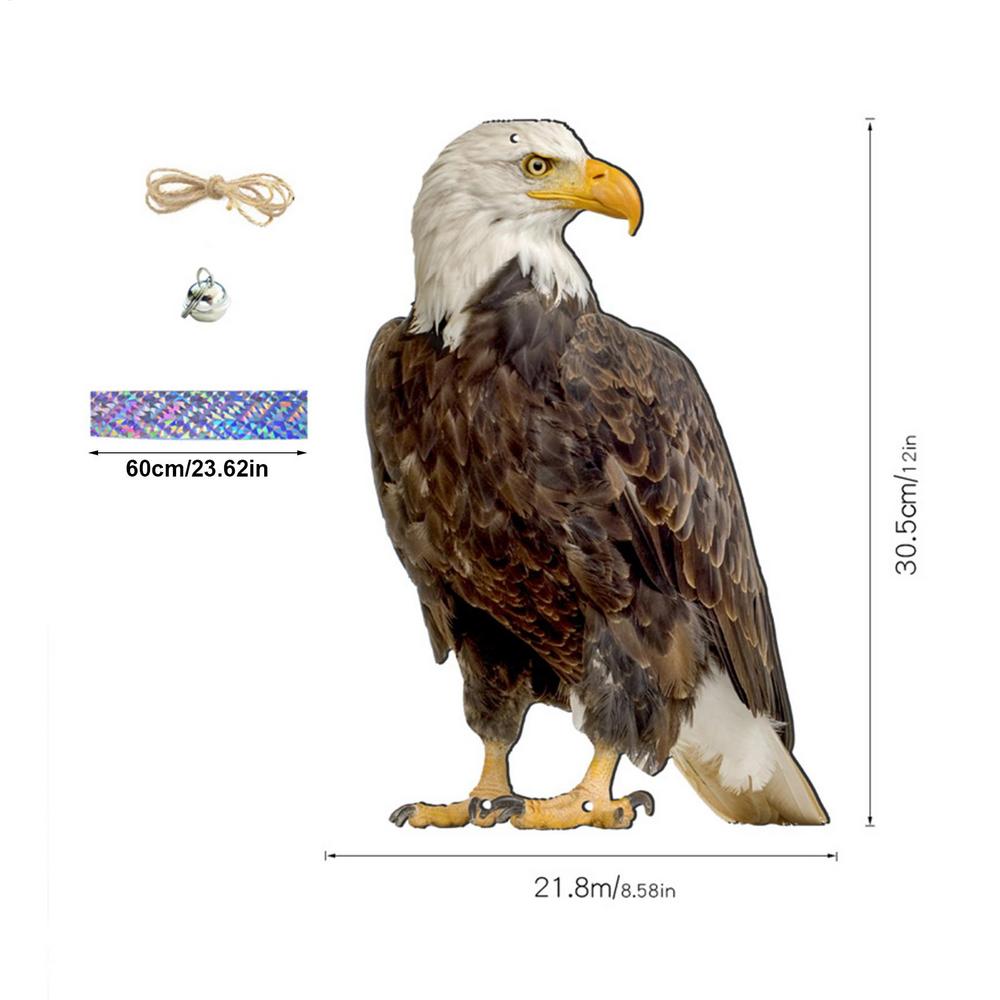 Expel Birds Pendant 2D Owl Scarecrow Pendant Garden Protector Decorative Scarer Pendant with Bell Fake Bird Scare Device