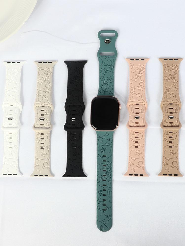 Ремешок для Apple Watch Band 44 мм 40 мм 41 мм 42 45 мм 49 мм 46 мм Браслет с цветочным узором correa iwatch series 10 9 SE 8 Ultra 2 3 11