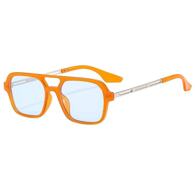 Retro double beam hollow box sunglasses men's advanced sense ins ruffian handsome pilot glasses UV protection sunglasses