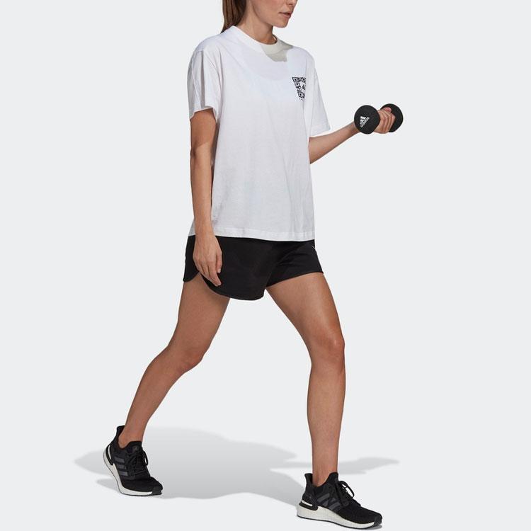 Adidas T Shirts Women's White Crew Neck Moderate Straight Fit HB1443