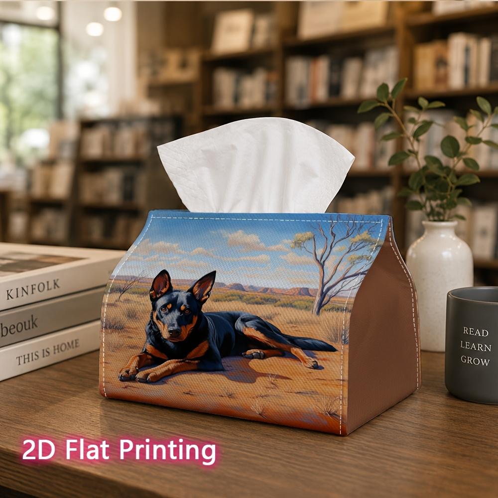 1pc, 2d Flat Printing, Tissue Box Desert Dog Pattern Printed Tissue Box, Suitable for Bathrooms, Living Rooms, Bedrooms, Dressing Tables, Coffee Table