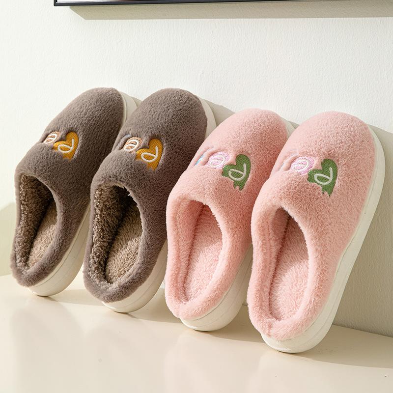 Женские хлопковые тапочки на осень и зиму, простая толстая подошва с плюшевой изоляцией, домашняя обувь для пар, мохнатые тапочки для мужчин