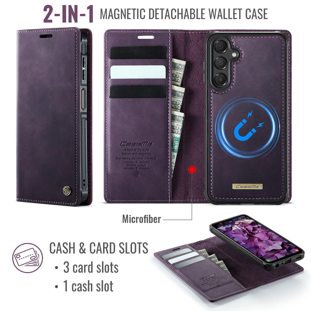 For Samsung Galaxy A14 5G/Galaxy M44 5G/Galaxy A14 4G Magnetic Case RFID Blocking Detachable Wallet Leather Phone Cover