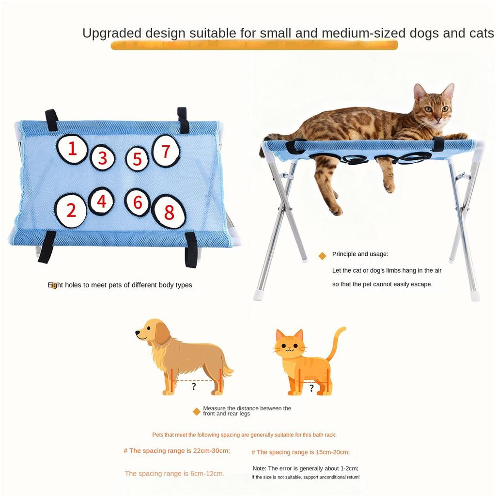 Portable Pet Grooming Bath Suspended Bed Frame With Brackets Breathable Washable Mesh Foldable Storage Pet Bath Drying Rack