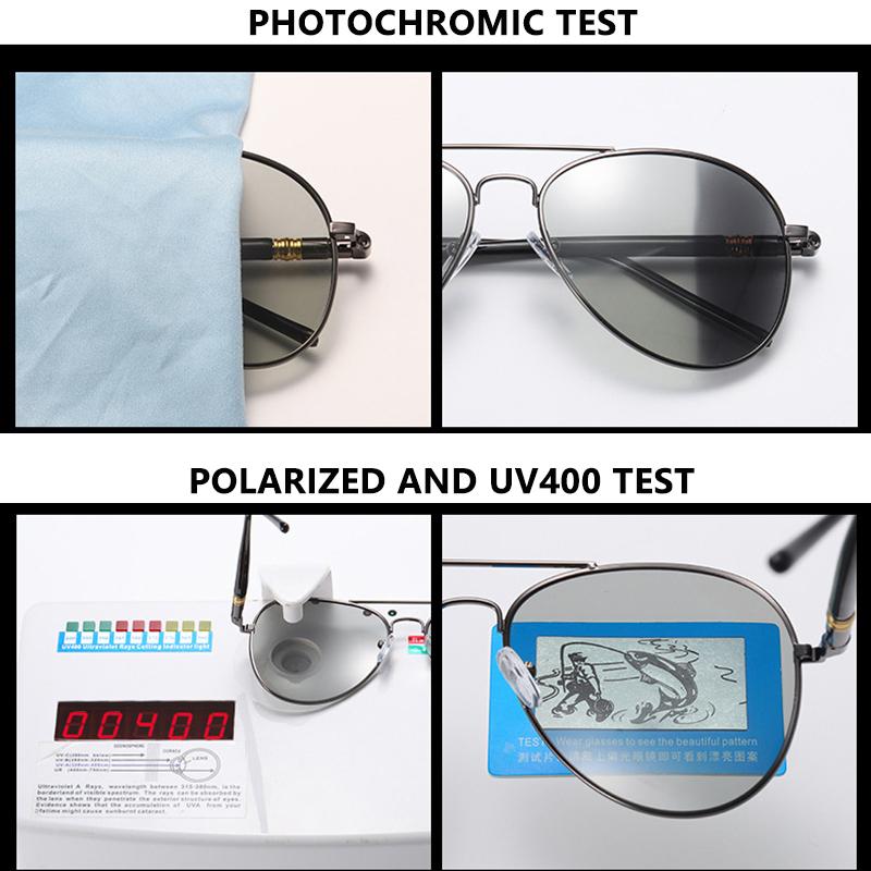 Classic Polarized Uv400 Photochromic Sunglasses Men Women Luxury Pilot Sun Glasses Vintage Unisex Driving Riding Goggle Shades