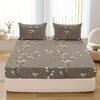 3PC Plum Blossom Bed Sheet, Fitted Sheet*1, Pillowcases*2, No PillowCore, 100% Polyester, Elastic Mattress Protective
