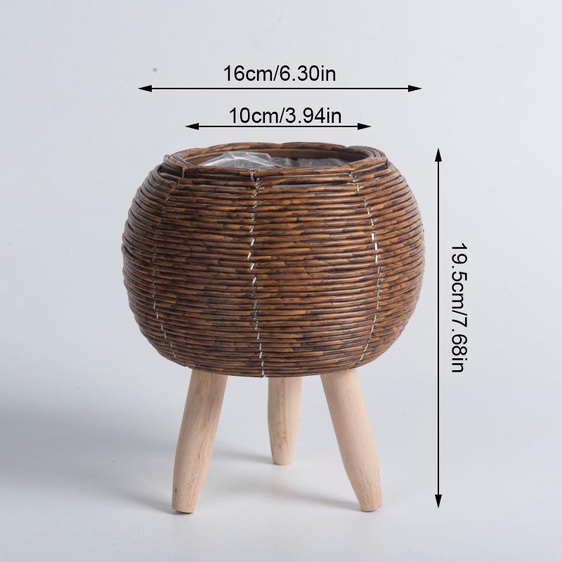 Basket with Removable Legs Flower Shelf Imitation Rattan Flower Stand Plant Stand Basket