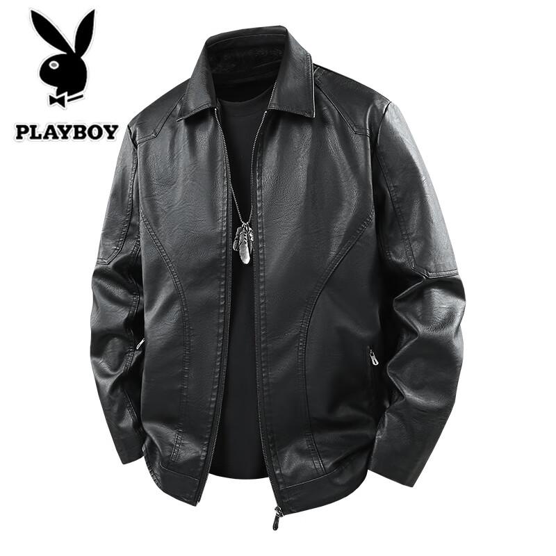 PLAYBOY Men's Business Casual PU Leather Jacket