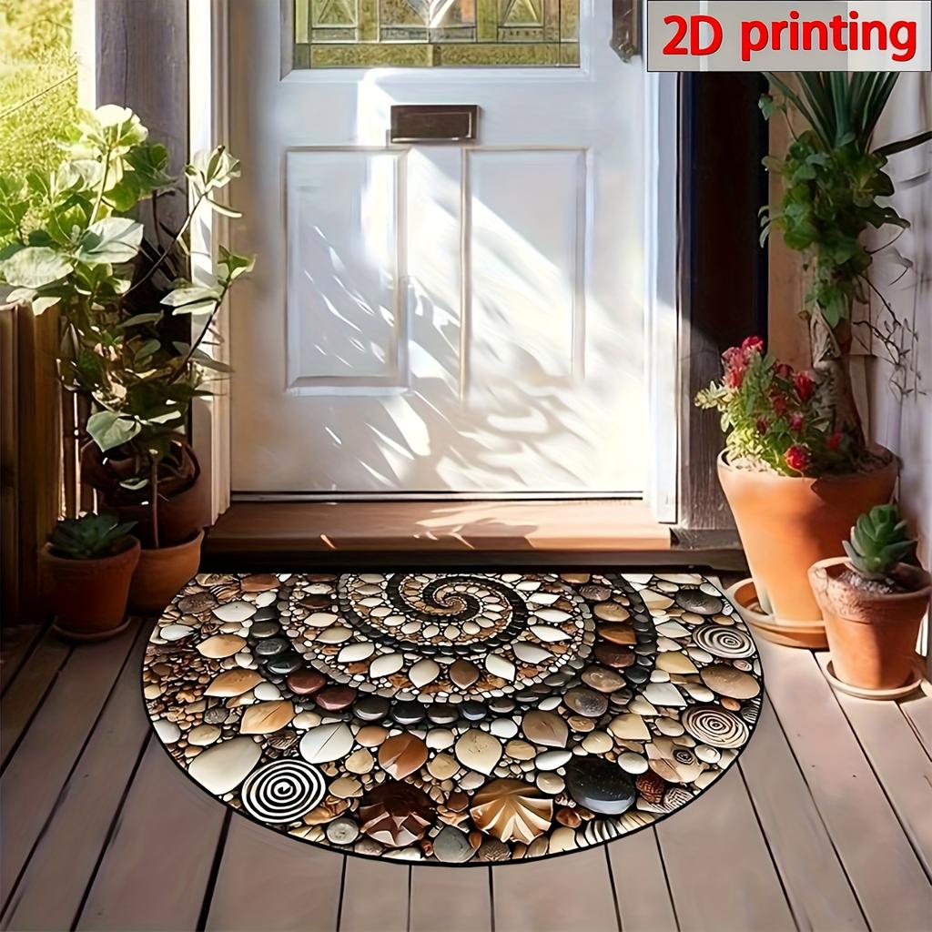 Welcome Mat Featuring Vibrant 2D Pebbles And Seashells - Slip-Resistant And to Maintain, This Semi-Circular Mat Is Ideal for Both Indoor And Outdoor