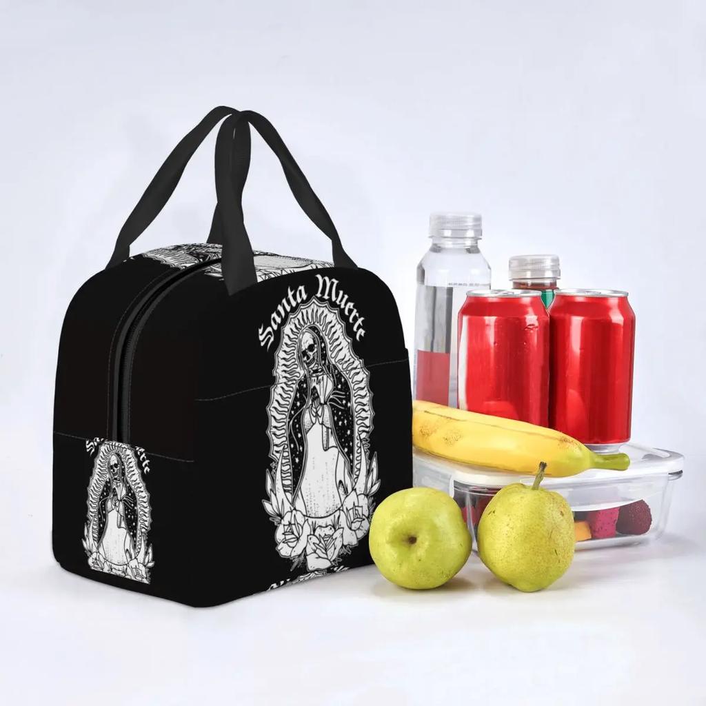 Санта Муэрте Святая смерть портативные ланч-боксы женские водонепроницаемые мексиканские мертвые сахарные черепа охладитель термоеда изолированная сумка для обеда
