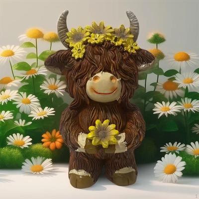 Статуя коровы Хайленд, настольное украшение, реквизит для Хэллоуина, украшение для дома, подарок, милая скульптура животного для