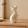 Unique Cat Lover Presents Minimalist Abstract Sleeping Statue 3D Printed Matte White Hollow Ornament for Healing Atmosphere Room Decor Tabletop