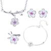 Romantic 925 Sterling Silver Cherry Blossoms Flower Jewelry Sets Pendant Cute Bridal Wedding Sets