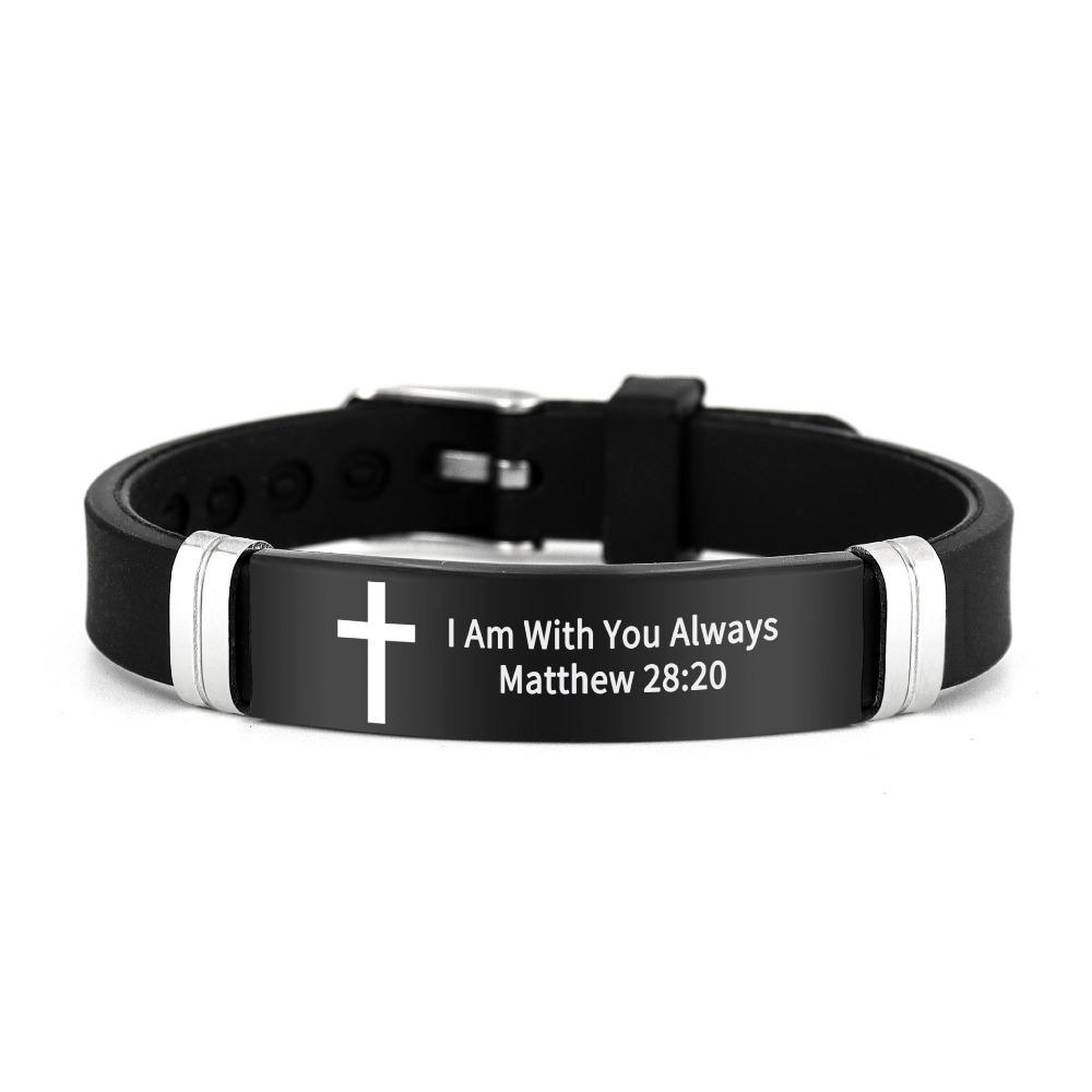 ID Wristband Family Friendship Bracelet Cross Design Bible Verse Bracelet  For Women