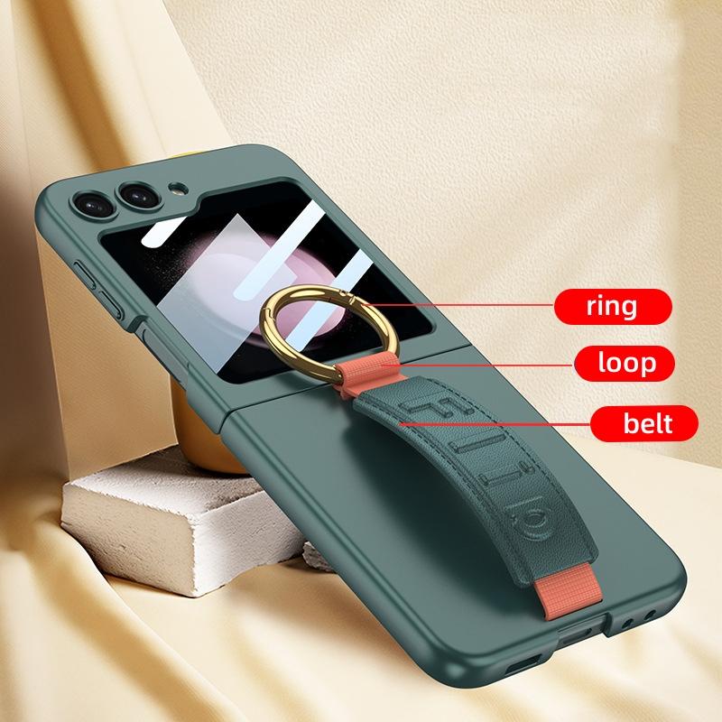 Для Samsung Galaxy Z Flip 5 5G Чехол Модный браслет Защитный чехол Z Flip5 Высококачественный жесткий чехол для ПК с держателем для кольца на палец Противоударные чехлы