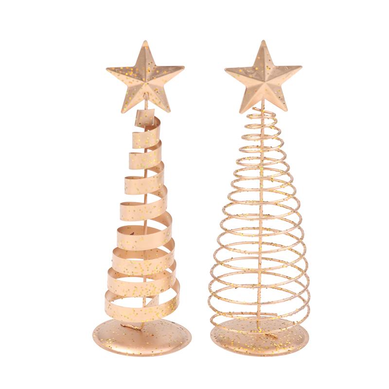 Iron Golden Christmas Tree Decoration Festive Tabletop Ornament Holiday Home Decor Xmas Tree Figurine Christmas Party Decoration