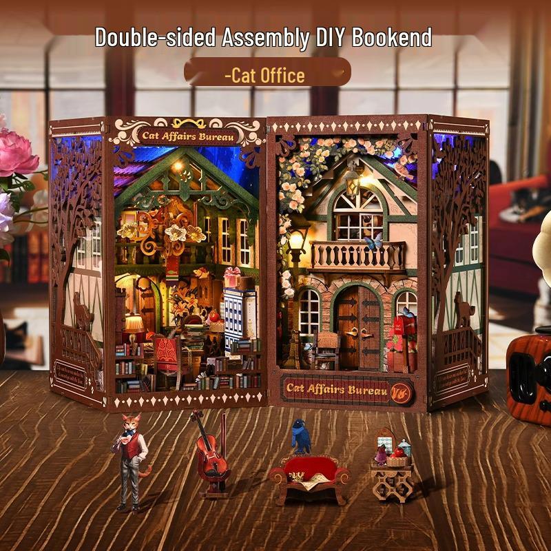 Благодарность кота 3D DIY Подставка для книг Модель дома Игрушка
