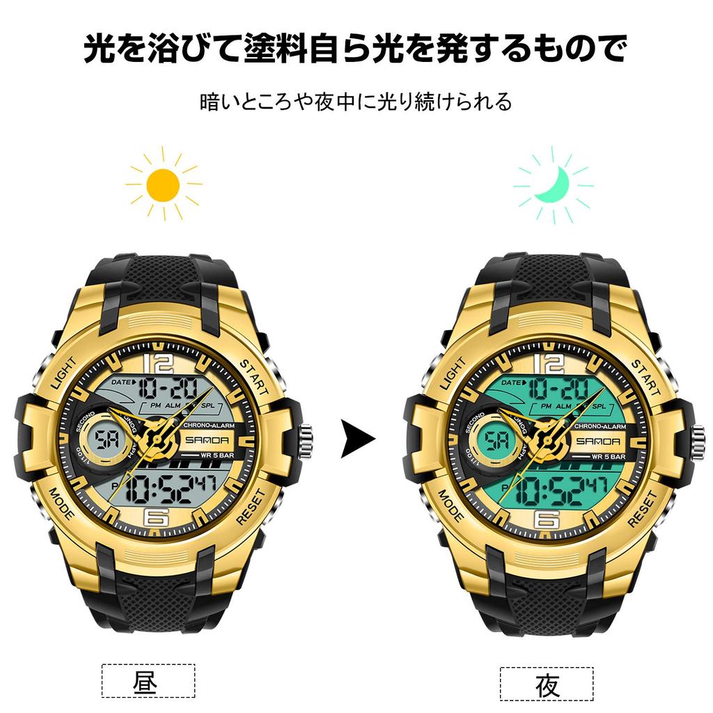 Часы RORIOS, водонепроницаемые, 50 м, цифровой дисплей, календарь, ремешок из смолы, многофункциональные, ударопрочные, сделаны в Японии, кварцевые спортивные часы, популярные, модные, повседневные