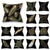 Чехол на подушку с золотым пером и черным растением для дома, гостиной, дивана, спальни, квадратная наволочка