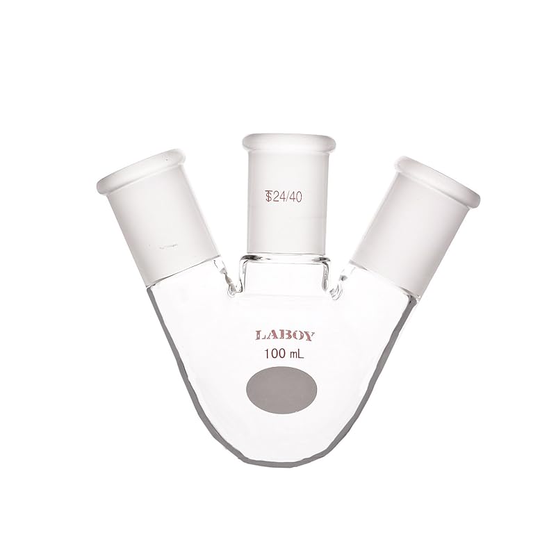 Laboy Glass 1000mL 3 Neck Round Bottom Boiling Flask with 24/40 Center & Side Joints Angled Distilling Receiving Reflux Flask Multi Neck Distillation