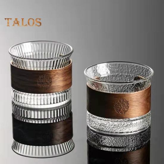 Питьевая кружка, полупрозрачная для хранения, высокая термостойкость, модная стеклянная чашка с защитой от ожогов, чашка для чая с деревянным кольцом, предметы домашнего обихода