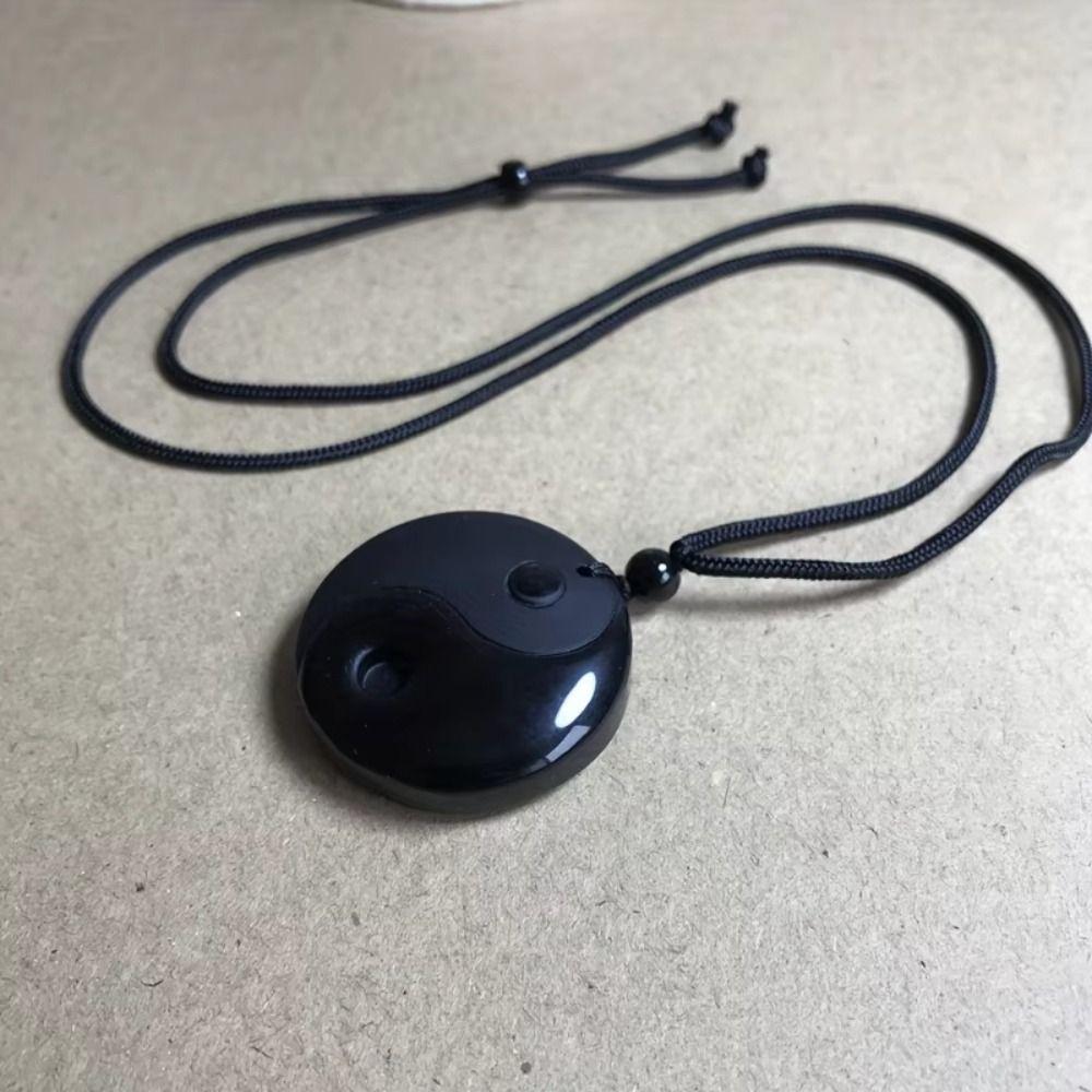 Daily Wear Tai Chi Pendant Stone Obsidian Necklace Fashion Yin Yang Necklace Holiday Gift