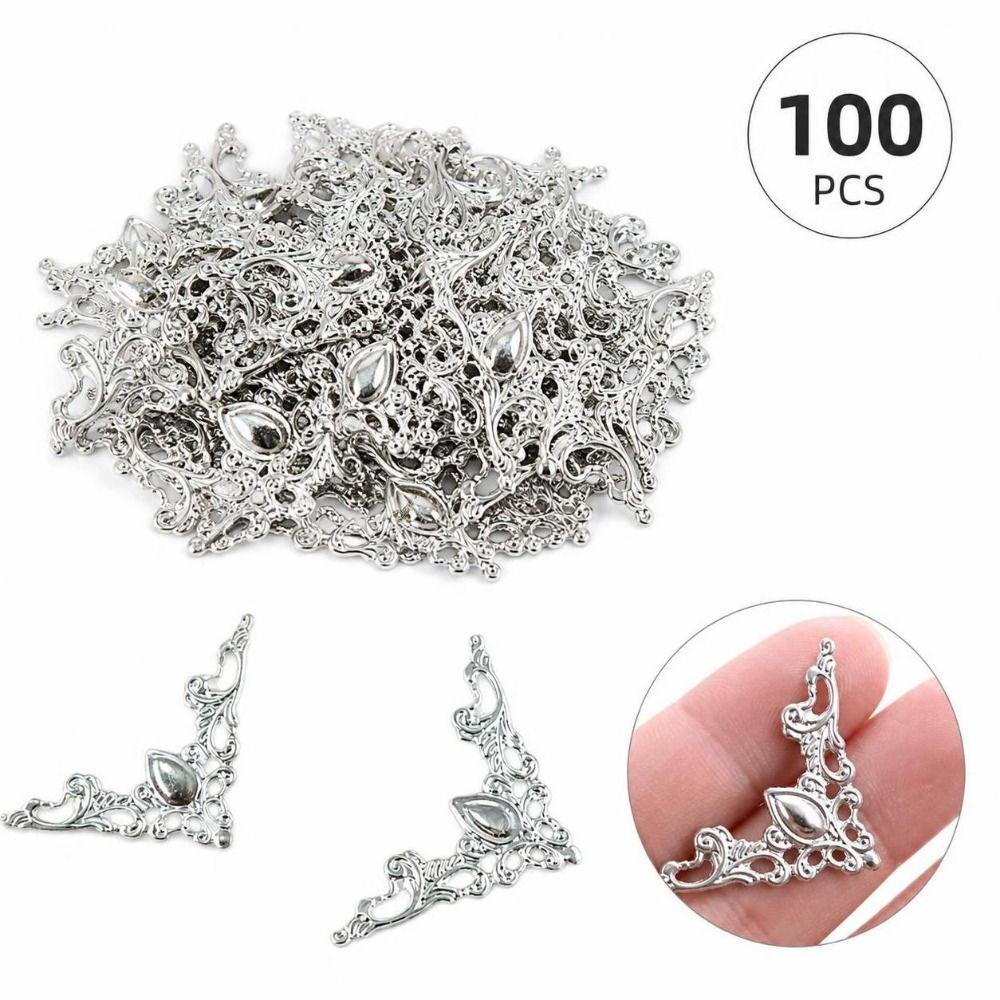 100 Pcs Antique Style Corner Protectors DIY Hair Ornament Parts For Bridal Headpiece Creation