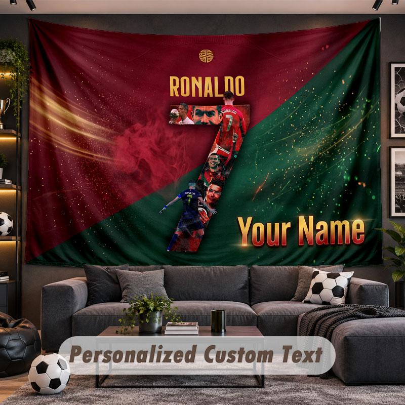 Wall Hanging Tapestry Custom NameCristiano Ronaldo Pattern Personalized Printed Fabric Wall Decor