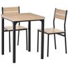 Three-Piece Minimal and Compact Dining Set, Light Wood Grain