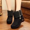 Зимние меховые теплые зимние сапоги женские с боковой молнией из флока ботильоны для женщин танкетка удобные сохраняющие тепло ботинки на платформе Botines