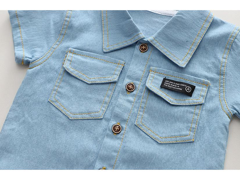 2024 Boys' Summer Lapel Short-Sleeve Shirt & Casual Pants Two-Piece Set