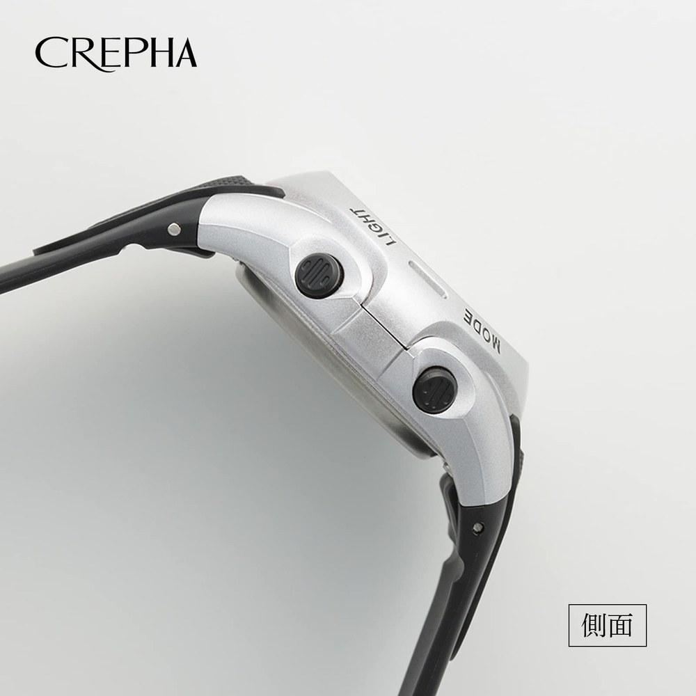 CREPHA TELVA Цифровые наручные часы Многофункциональные Радиоволновые Водонепроницаемые 5 АТМ Секундомер Уретановый ремешок Серебристые Мужские Спортивные TE-D190-SV