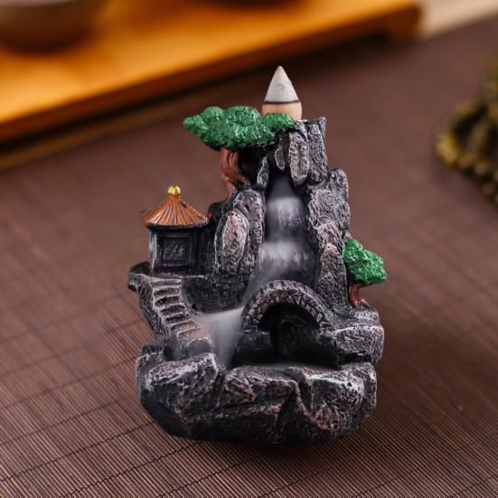 Горелка с обратным потоком, воронка с большим отверстием, быстро дымит, изысканная резная смола, орнамент для ароматерапии, ретро горный водопад, курильница для благовоний, домашний декор