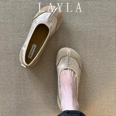 Французский вечерний ветер одинарная обувь женская осень 2025 новая мягкая вставка плоская подошва одна педаль для работы универсальная с открытым верхом женские туфли