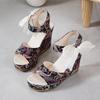 Floral Print Wedge Sandals Lace Bow Decorate Platform Sandals Women Summer Comfortable Open Toe Dressy Shoes Woman Trend