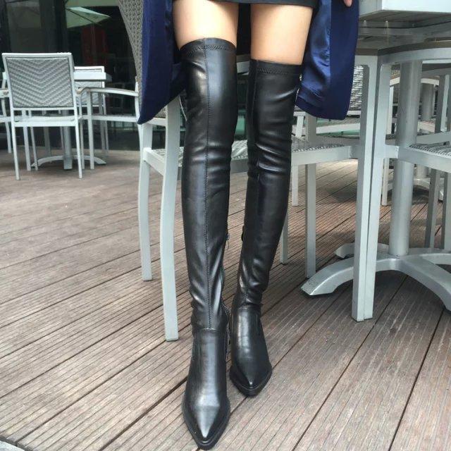 New Shoes Women Boots Black Over the Knee Boots Sexy Female Autumn Winter Lady Thigh High Boots Sdc890