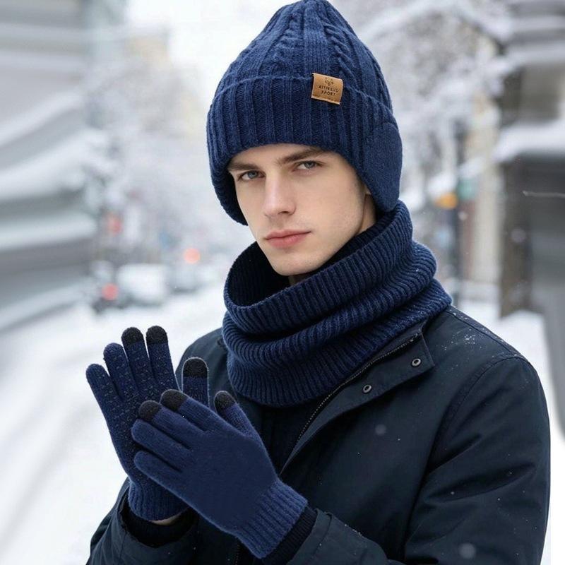 Hat Knitted Hat Trendy Brand Wool Hat Men's Fleece Warm Winter Men's Winter Cold Hat Korean Autumn and Winter Batch