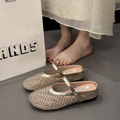 Женские балетки сандалии роскошные хрустальные стразы сандалии сетчатые балетки женские дизайнерские заклепки шипы сетка Мэри Джейн обувь для леди