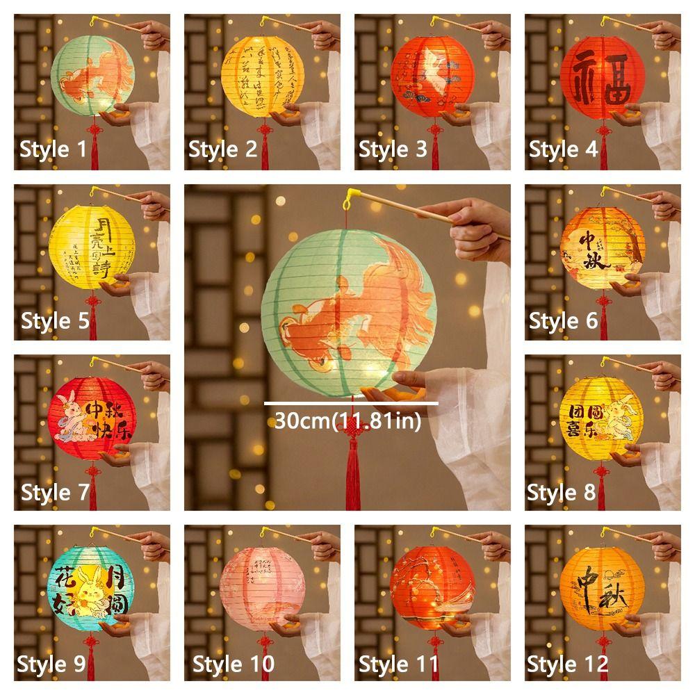 Luminous Mid-Autumn Paper Lanterns Folding DIY Handheld Lanterns Kindergarten Use