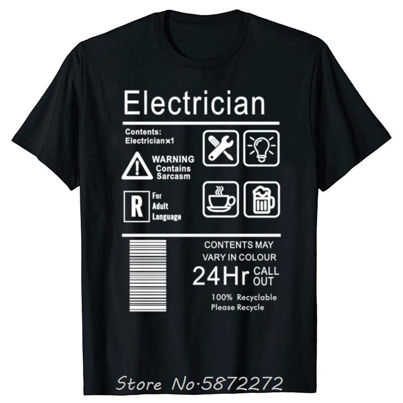 Funny Electrician Package Care Instructions Unisexs TShirts Top Electrical Engineer ONeck Tees Cotton T Shirt Unisex Tshirt