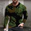Men's Fashion 3d Printing Street Personality Camouflage Clothing Long Sleeve O Collar Trend Comfortable Breathable Top Clothing
