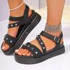 2025 Summer Buckle Strap Women's Sandals Fashion Rivet New Casual Plus Size Comfortable Open Toe Best Seller Platform Sandals