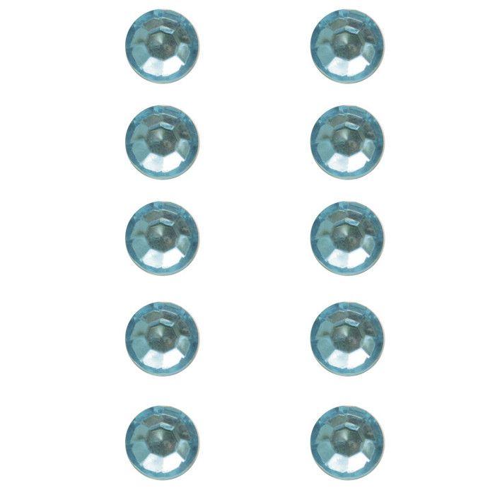 Pierres strass en plastique, autocoll. , 5 mm, 80 pces, turquoise