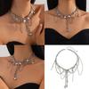 Multilayer Tassels Love Heart Pendant Choker Necklace Punk Neckchain for Women Trendy Jewelry Gift for Girlfriend