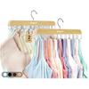 Bra Hanger for Closet, Tank Top Hangers 2 Pack w/20 Hooks Holds 40 Bras, Capacity Foldable Wood Space Saving Hanger, 360°Rotating Closet Organizers