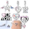 Оригинальная медная подвеска «Теплые объятия семьи» Мама Розовое сердце Символ Бусины Подходит для браслета DIY Ювелирные изделия Изысканный подарок Аксессуар