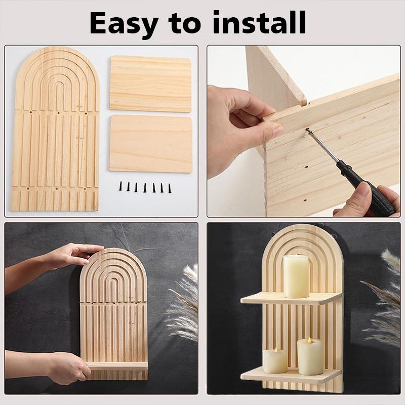 For Living Room Double Shelf Arched Wall Hanging Arched Wall Hanging Wall Decoration Wooden